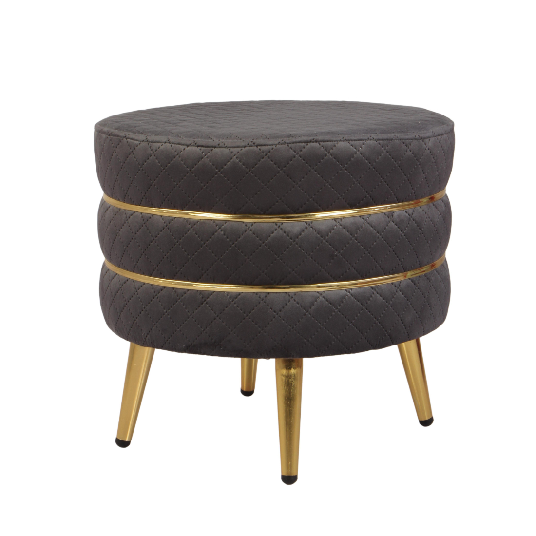 Primrose Diva Ottoman With Golden Legs - Grey